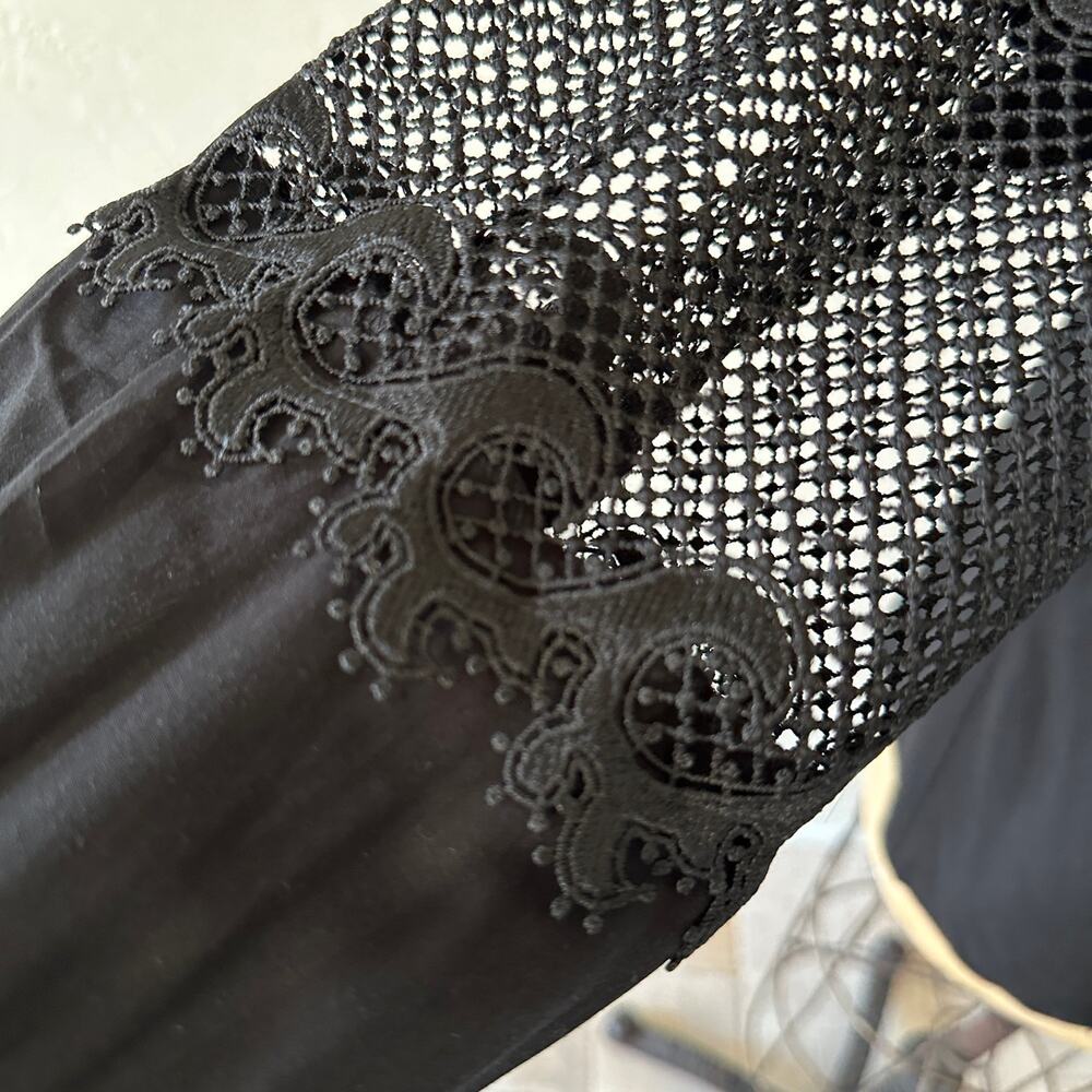 CHICOS Black Label | Womens Lace Trim Top $160 NEW Size 14 Black Whimsigoth Boho - Picture 10 of 16